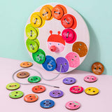 Maxbell Caterpillar Threading Toys Wood Gifts Clothes and Button Game for Boys Girls