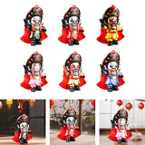 Maxbell Chinese Opera Doll Statue Traditional for (Four Random Face) Souvenir Gifts black