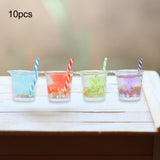 Maxbell 10x 1:12 Miniature Dollhouse Juice Drink Cups for Dollhouse Bars Living Room