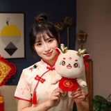 Maxbell Chinese Dragon Plush Toy Plush Dragon Doll for Spring Souvenir New Year Gift