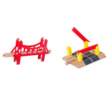 Maxbell Wooden Train Track Accessories Building for Girls Boys 3+ Year Olds Children Level Crossing
