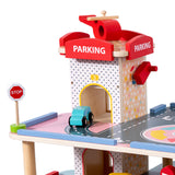 Maxbell Wooden Car Garage Playset 3 Level Race Car Toy for Kids Age 3 4 5 6 Year Old