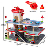 Maxbell Wooden Car Garage Playset 3 Level Race Car Toy for Kids Age 3 4 5 6 Year Old