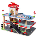 Maxbell Wooden Car Garage Playset 3 Level Race Car Toy for Kids Age 3 4 5 6 Year Old