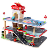 Maxbell Wooden Car Garage Playset 3 Level Race Car Toy for Kids Age 3 4 5 6 Year Old