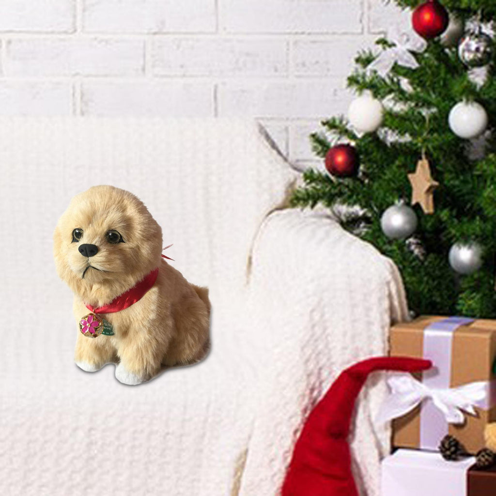 Maxbell Realistic Puppy Dog Toy Kids Valentines Day Gifts for Office Living Room Car Light Brown