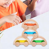 Maxbell 4x Wood Car Wooden Baby Push Toys for Early Education Holidays Birthday