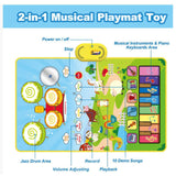 Maxbell Baby Musical Piano Mat Piano Mat & Drum Mat with 6 Instrument Sound for Kids Blue