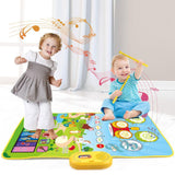 Maxbell Baby Musical Piano Mat Piano Mat & Drum Mat with 6 Instrument Sound for Kids Blue