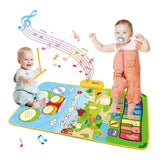 Maxbell Baby Musical Piano Mat Piano Mat & Drum Mat with 6 Instrument Sound for Kids Blue