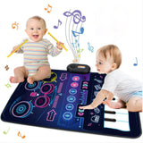 Maxbell Baby Musical Piano Mat Piano Mat & Drum Mat with 6 Instrument Sound for Kids Dark Blue