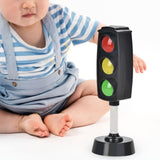 Maxbell Mini Traffic Light Traffic Lamps Pretend Toy for Boy and Girls Students Kids black