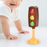 Maxbell Mini Traffic Light Traffic Lamps Pretend Toy for Boy and Girls Students Kids brown