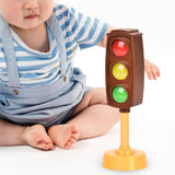 Maxbell Mini Traffic Light Traffic Lamps Pretend Toy for Boy and Girls Students Kids brown