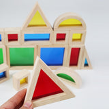 Maxbell 17x Wood Building Blocks Set Valentines Day Gifts 2 Year Rainbow Stacker