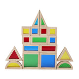 Maxbell 17x Wood Building Blocks Set Valentines Day Gifts 2 Year Rainbow Stacker