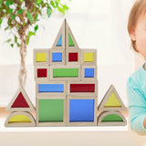 Maxbell 17x Wood Building Blocks Set Valentines Day Gifts 2 Year Rainbow Stacker