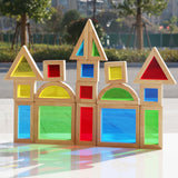 Maxbell 17x Wood Building Blocks Set Valentines Day Gifts 2 Year Rainbow Stacker