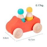 Maxbell Montessori Wooden Car Toy Boys Girls Ages 1-3 Valentines Day Gifts for Kids red car