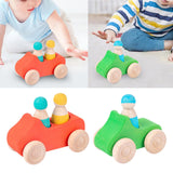 Maxbell Montessori Wooden Car Toy Boys Girls Ages 1-3 Valentines Day Gifts for Kids red car