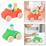 Maxbell Montessori Wooden Car Toy Boys Girls Ages 1-3 Valentines Day Gifts for Kids red car
