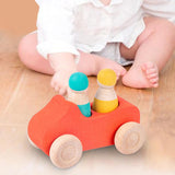 Maxbell Montessori Wooden Car Toy Boys Girls Ages 1-3 Valentines Day Gifts for Kids red car