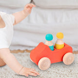 Maxbell Montessori Wooden Car Toy Boys Girls Ages 1-3 Valentines Day Gifts for Kids red car