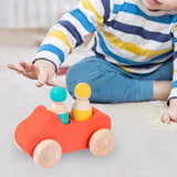 Maxbell Montessori Wooden Car Toy Boys Girls Ages 1-3 Valentines Day Gifts for Kids red car