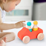 Maxbell Montessori Wooden Car Toy Boys Girls Ages 1-3 Valentines Day Gifts for Kids red car