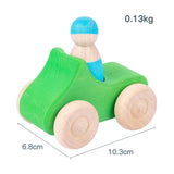 Maxbell Montessori Wooden Car Toy Boys Girls Ages 1-3 Valentines Day Gifts for Kids green car