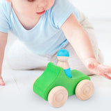 Maxbell Montessori Wooden Car Toy Boys Girls Ages 1-3 Valentines Day Gifts for Kids green car