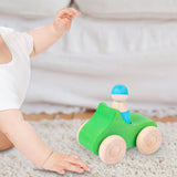 Maxbell Montessori Wooden Car Toy Boys Girls Ages 1-3 Valentines Day Gifts for Kids green car
