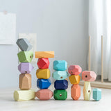 Maxbell Wooden Stacking Stones Balance Stones for Birthday Gift Age 3 4 5 6 Children