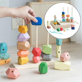 Maxbell Wooden Stacking Stones Balance Stones for Birthday Gift Age 3 4 5 6 Children