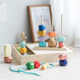 Maxbell Wooden Stacking Stones Balance Stones for Birthday Gift Age 3 4 5 6 Children