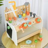 Maxbell Kids Toys Play Workbench Set Wood Wrench Toy Tool Set for Children Babies