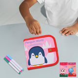 Maxbell Erasable Doodle Book Set Portable Reusable Drawing Book for Game Travel Road Penguin