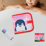 Maxbell Erasable Doodle Book Set Portable Reusable Drawing Book for Game Travel Road Penguin