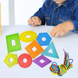 Maxbell Wooden Lacing Cards Kindergarten Fine Motor Skills for Car Airplane Toddlers