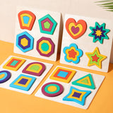 Maxbell Montessori Toy Wooden Shape Peg Puzzles Kids Valentines Gifts for 3 4 5 Kids Style A