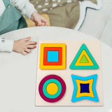 Maxbell Montessori Toy Wooden Shape Peg Puzzles Kids Valentines Gifts for 3 4 5 Kids Style A