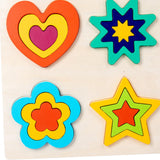 Maxbell Montessori Toy Wooden Shape Peg Puzzles Kids Valentines Gifts for 3 4 5 Kids Style B