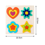 Maxbell Montessori Toy Wooden Shape Peg Puzzles Kids Valentines Gifts for 3 4 5 Kids Style B