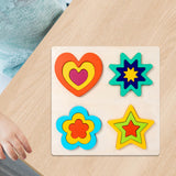 Maxbell Montessori Toy Wooden Shape Peg Puzzles Kids Valentines Gifts for 3 4 5 Kids Style B