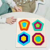 Maxbell Montessori Toy Wooden Shape Peg Puzzles Kids Valentines Gifts for 3 4 5 Kids Style C