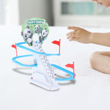 Maxbell Small Panda Toy Climbing Stairs and Track Playset Kids Electric Toy for Kids 3 Pandas