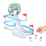 Maxbell Small Panda Toy Climbing Stairs and Track Playset Kids Electric Toy for Kids 6 Pandas