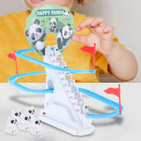 Maxbell Small Panda Toy Climbing Stairs and Track Playset Kids Electric Toy for Kids 9 Pandas