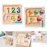 Maxbell Color Bead Maze Wooden Magnet Puzzle Boards Fine Motor for Preschoolers Gift Number Maze