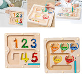Maxbell Color Bead Maze Wooden Magnet Puzzle Boards Fine Motor for Preschoolers Gift Number Maze